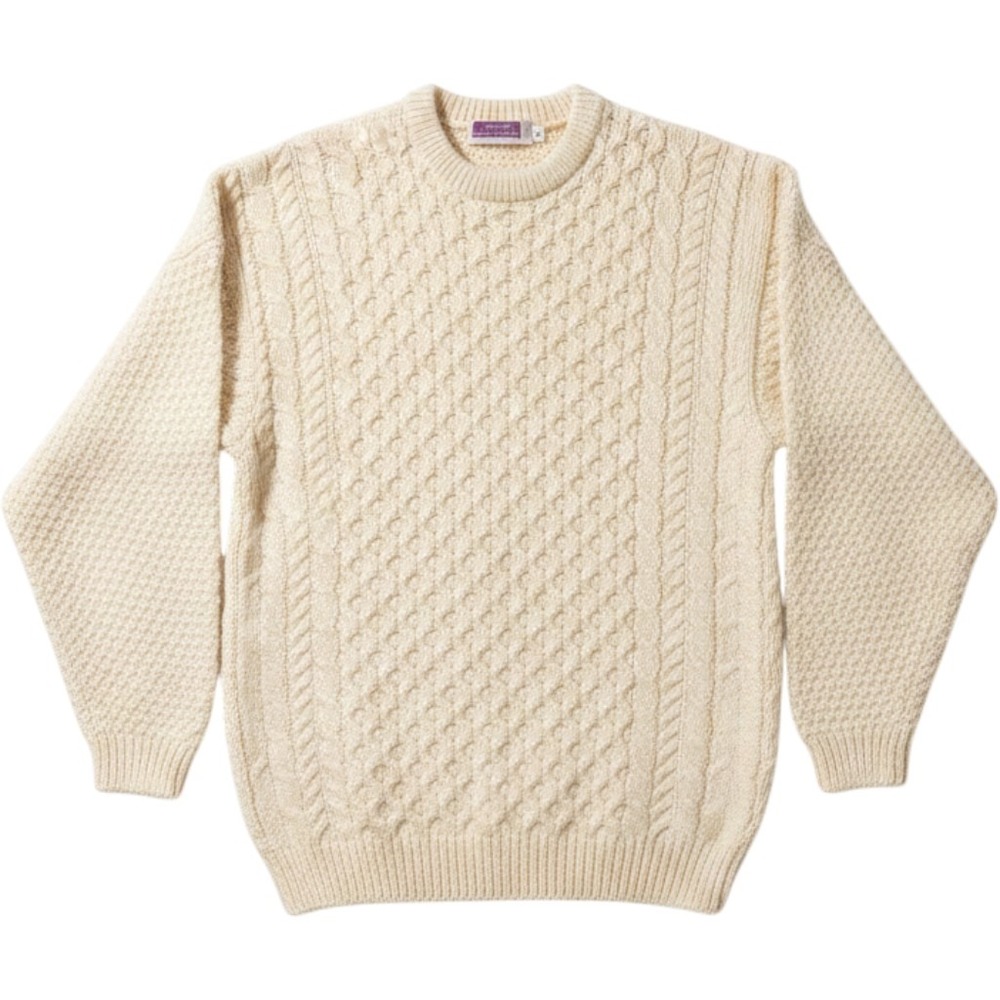 Highland Home Industries Sweater XL Cream Wool Cable Knit Scotland Grandpacore
